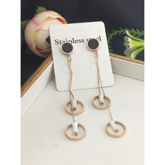 Stainless Steel Rose Gold Ring Tassel Earring Pair Women