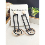 Stainless Steel Rose Gold Ring Tassel Earring Pair Women