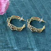 Double Square Geometric Gold Copper Chandbali Earring Pair for Women