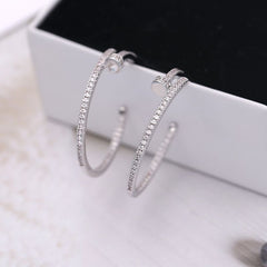 Classic Nail Cubic Zirconia Silver Copper Chandbali Earring Pair for Women