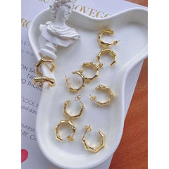 Twisted Curly 18K Gold Copper Hoop Earring pair for Women