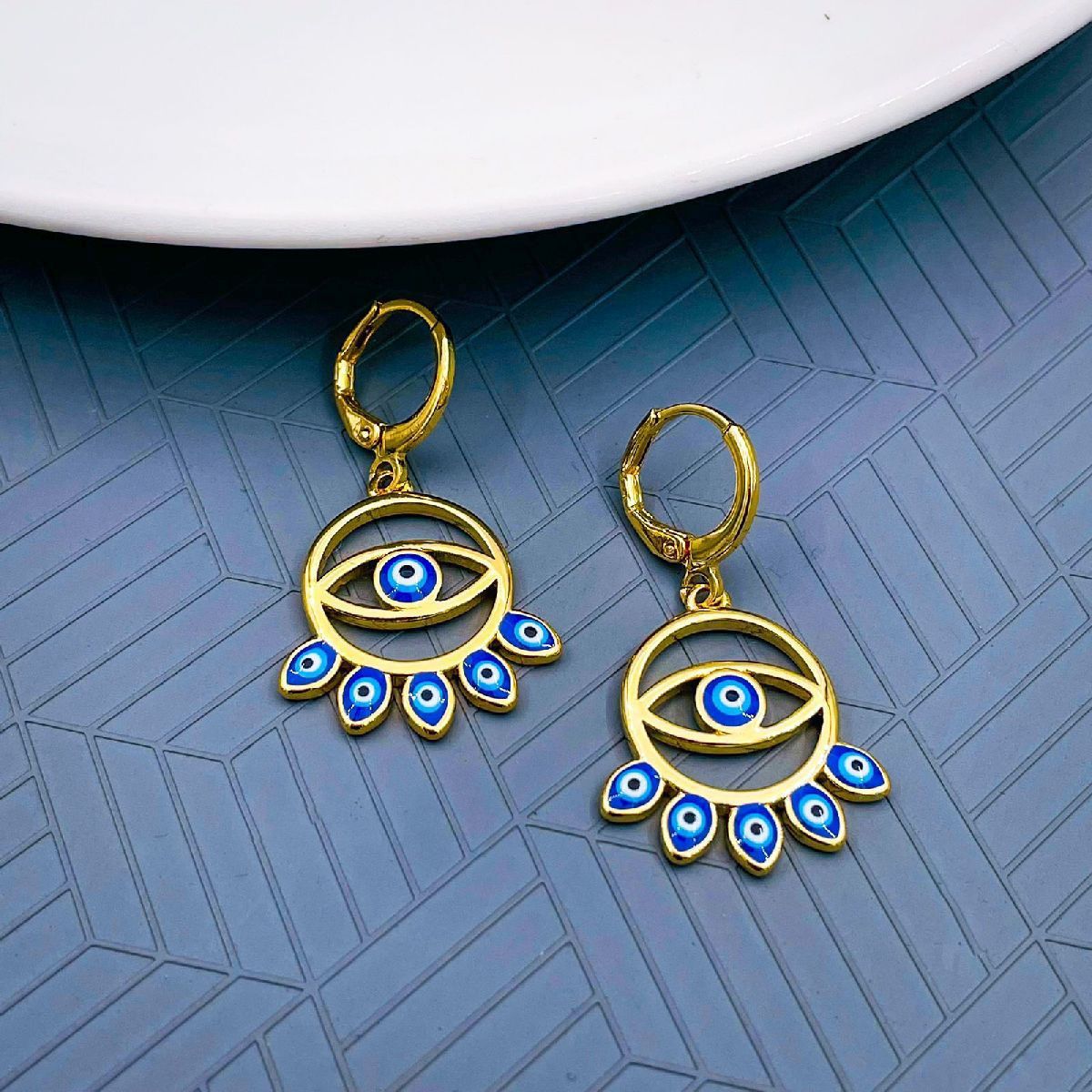 Evil Eye 18K Gold Copper Dangler Earring for Women