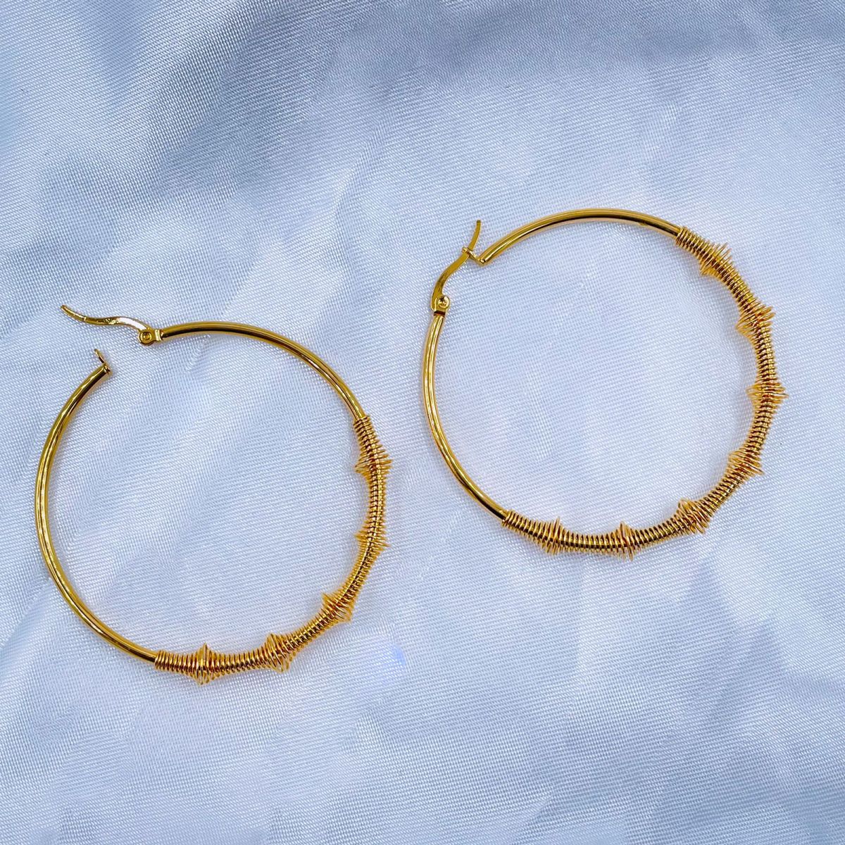 Large Wire 18K Gold Stainless Steel Hoop Earring for Women