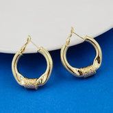 Glossy Faceted Platinum Silver Copper Hoop Earring Pair for Women