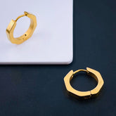 Hexagon Stainless Steel Anti Tarnish 18K Gold Hoop Earring Pair for Women