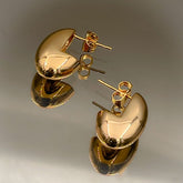 Semi Circle Stainless Steel Anti Tarnish Gold Hoop Earring Pair