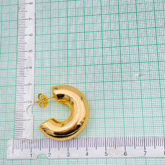 Chunky Crescent Stainless Steel Anti Tarnish 18K Gold Hoop Earring Pair