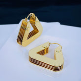 Layered 3D Triangle Chunky 18K Gold Anti Tarnish Hoop Earring for Women