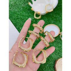 Crystal Mesh Smart Square Circle 18K Gold Hoop Earring for Women
