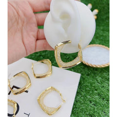 Crystal Mesh Smart Square Circle 18K Gold Hoop Earring for Women