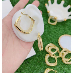 Crystal Mesh Smart Square Circle 18K Gold Hoop Earring for Women