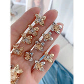 Glossy Leaf Flower Silver Stud Earring for Women