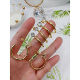 Daily Wear Solitaire Glossy 18K Gold Hoop Bali Earring for Women