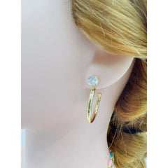 Daily Wear Solitaire Glossy 18K Gold Hoop Bali Earring Women