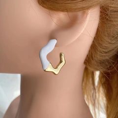 Enamel Curly 18K Gold Smart Copper Hoop Bali Earring For Women