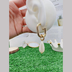 Pearl Drop Smart 18K Gold Square Hoop Bali Earring for Women