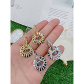 Evil Eye Multi Color 18K Gold Dangling Hoop Earring for Women