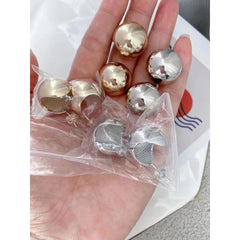 Glossy Ball Crescent 18K Gold Copper Stud Earring for Women