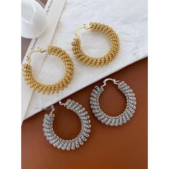 Large Wired Rope 18K Gold Anti Tarnish Copper Hoop Bali Earrings for Women