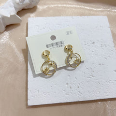 Moon Stone Star Galaxy 18K Gold Copper Dangling Drop Earring for Women