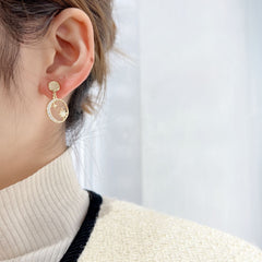 Moon Stone Star Galaxy 18K Gold Copper Dangling Drop Earring for Women