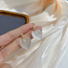 Mother of Pearl Heart Love 18K Gold Copper Stud Earring for Women