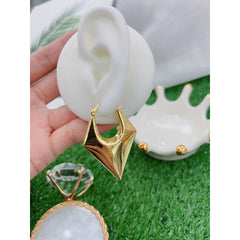 Triangle 3D 18K Gold Anti Tarnish Glossy Hoop Earring For Women