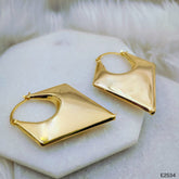 Triangle 3D 18K Gold Anti Tarnish Glossy Hoop Earring For Women