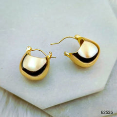 Glossy 18K Gold Anti Tarnish Disco Hoop Bali Earring for Women