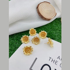 Sun Flower Glossy 18K Gold Stud Earring for Women