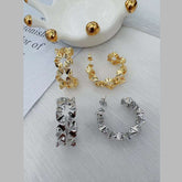 Flower Silver Plated Copper Hoop Earring Pair For Women