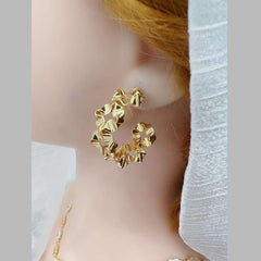 Flower Silver Plated Copper Hoop Earring Pair For Women