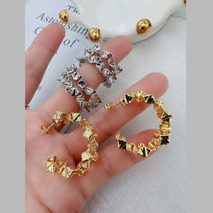 Flower Silver Plated Copper Hoop Earring Pair For Women