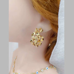 Flower Silver Plated Copper Hoop Earring Pair For Women