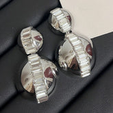 Baguette CZ Double Glossy Ball Gold Anti Tarnish Dangling Earring