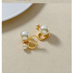 CD Pearl 18K Gold 925 Silver Post Stud Earring for Women