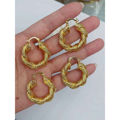 Twisted Braided 18K Gold Anti Tarnish Hoop Earring for Women