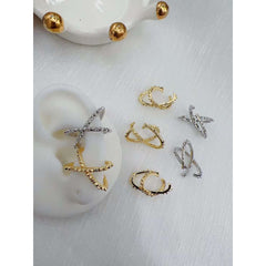 Criss Cross Clip-On Non Piercing 18K Gold Anti Tarnish Earring Pair for Women