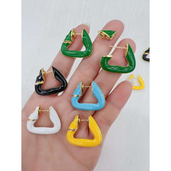 Colorful Geometric Triangle 18K Gold Hoop Earring For Women