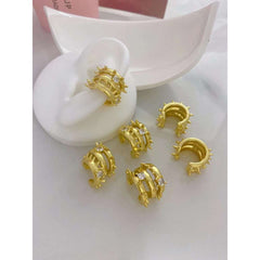 Hip Hop Spike Zircon 18K Gold Anti Tarnish Clip-On Conch Earring for Women