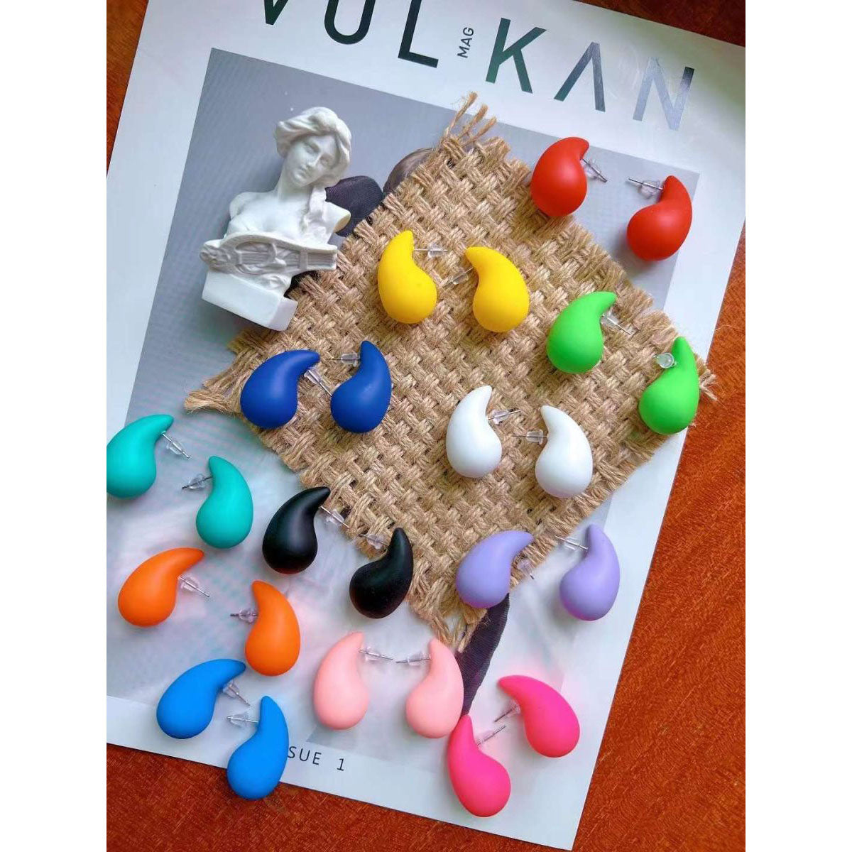 Rani Pink Resin Bottega Paisley Mango Snail Silver Anti Tarnish 32mm Stud Earrings for Women