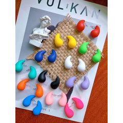 Rani Pink Resin Bottega Paisley Mango Snail Silver Anti Tarnish 32mm Stud Earrings for Women