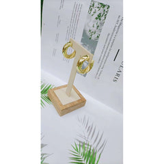 Twisted Braided 18K Glossy Gold Anti Tarnish Hoop Earring for Women