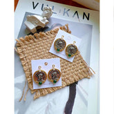 Queen Coin Ginni Two Tone Antique Vintage Retro Stud Earring for Women