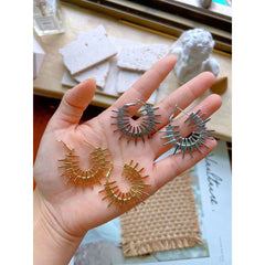 Sun Rays 18K Gold Anti Tarnish Hoop Earring for Women