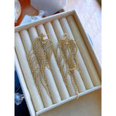 Long Tassel Cubic Zirconia 18K Gold Anti Tarnish Earring for Women