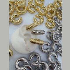 18K Gold Anti Tarnish Hoop Clip-On Ear Cuff Conch Earring Pair