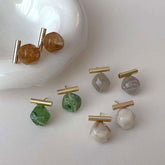 Emerald Green 18K Gold Anti Tarnish Gemstones Stud Earring Pair For Women