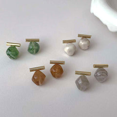 Emerald Green 18K Gold Anti Tarnish Gemstones Stud Earring Pair For Women