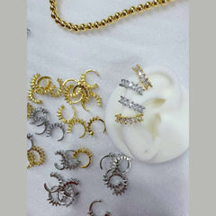 Princess Cut Cubic Zirconia 18K Gold Anti Tarnish Stud Clip-On Ear Cuff Conch Earring Pair For Women